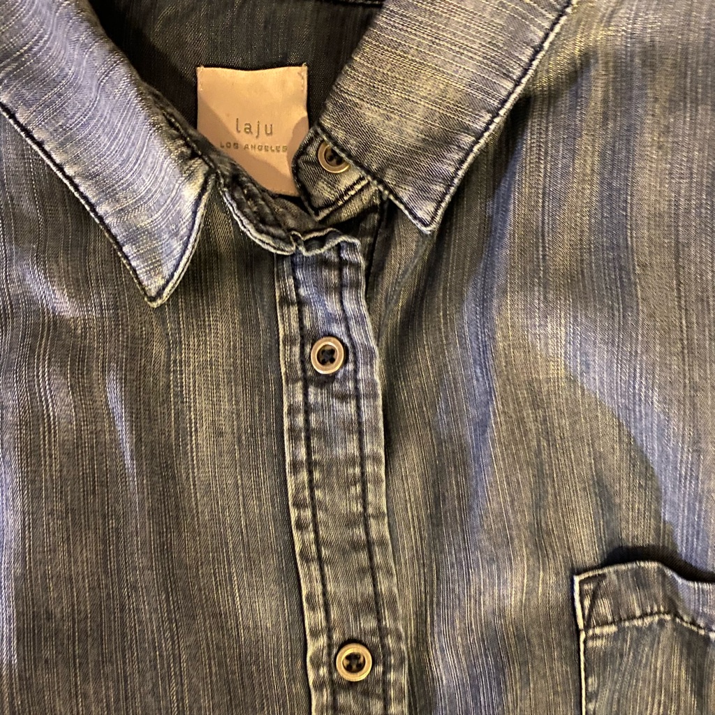 Indigo Top With Cuffed Short Sleeves